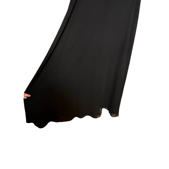 JKARA Gold Embellished Bodice A-Line Beaded Chiffon Long Dress Black Women's 8 - Picture 8 of 16